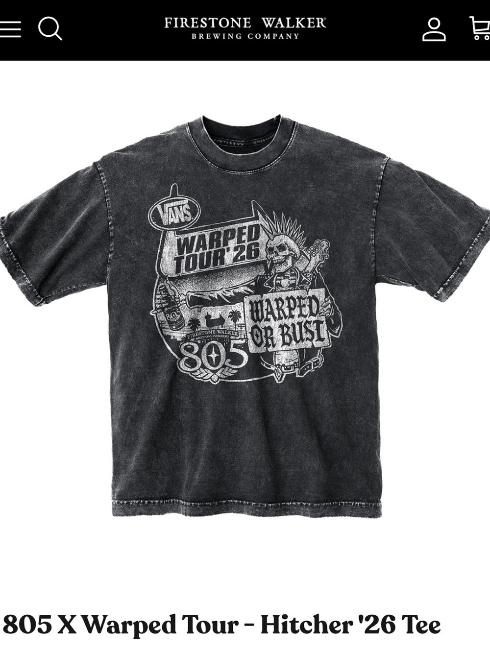 Vans Black Washed 'Warped Tour 26' Graphic Tee